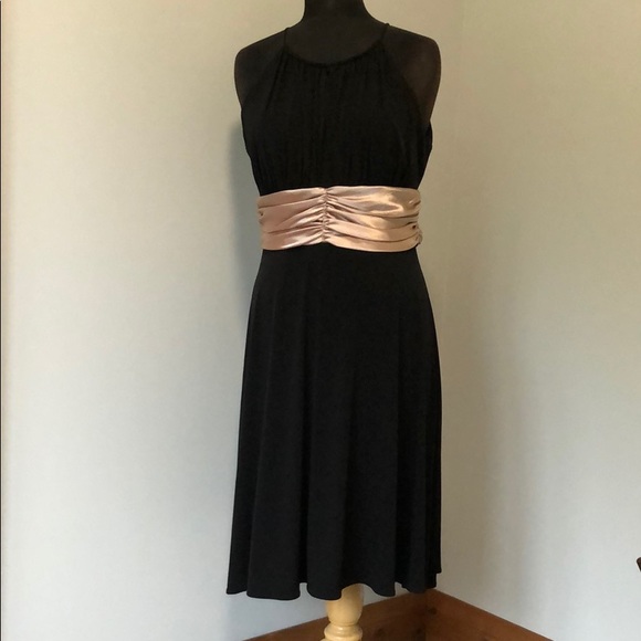 Jessica Black Dress with Champagne Sash - Picture 2 of 6